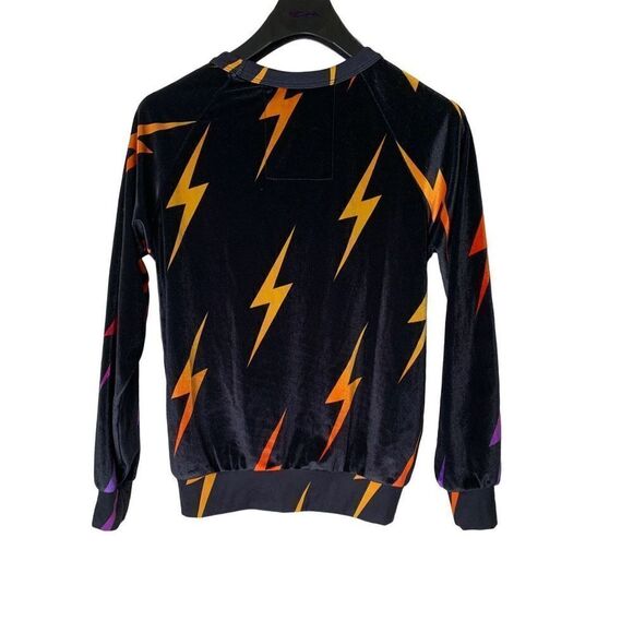 Aviator Nation velour bolt black crewneck pullover sweartshirt women's size XS - Picture 2 of 4